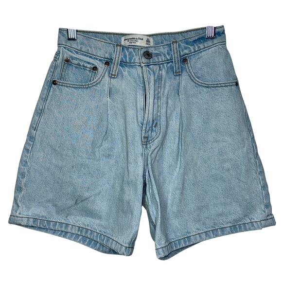 Abercrombie & Fitch The Loose Short High Rise Blue Denim Jean Shorts Size 23 000 - Picture 1 of 8